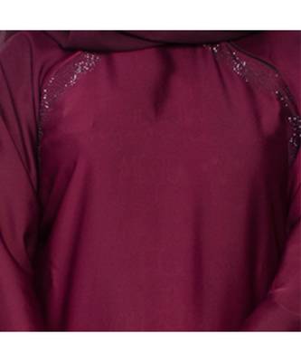 Purple plain art silk abaya 5