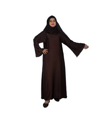 Coffee plain art silk abaya 1
