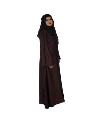 Coffee plain art silk abaya 2