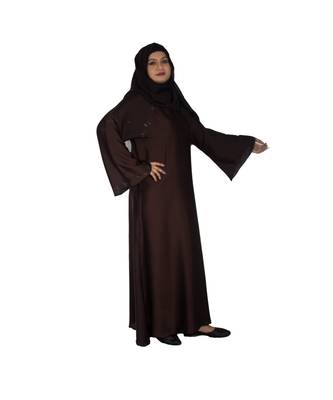 Coffee plain art silk abaya 3