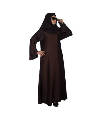 Coffee plain art silk abaya 4