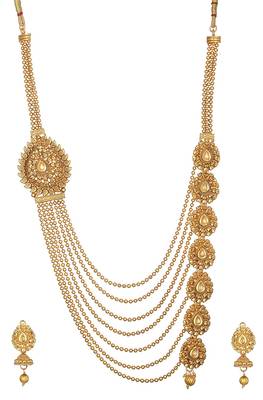 Multilayer Gold Tone Leaf Pattern Necklace set 2