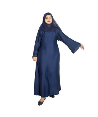 Blue plain art silk abaya 1