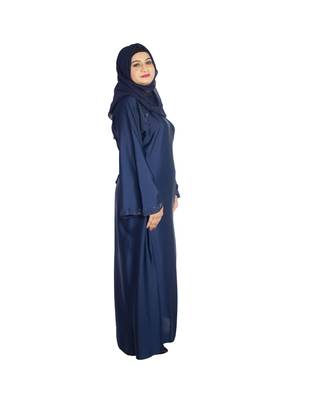 Blue plain art silk abaya 3