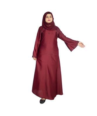 Maroon plain art silk abaya 1