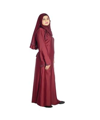 Maroon plain art silk abaya 3