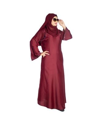 Maroon plain art silk abaya 4