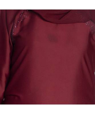 Maroon plain art silk abaya 5