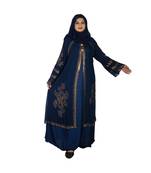 Blue embroidered art silk abaya