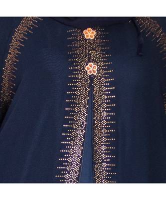 Blue embroidered art silk abaya 5