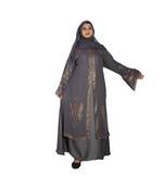 Grey embroidered art silk abaya