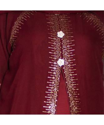 Maroon embroidered art silk abaya 5