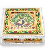 White Metal Pure Meenakari Work Dry Fruit Box