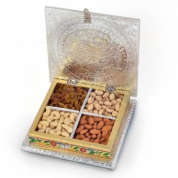 White Metal Pure Meenakari Work Dry Fruit Box 2