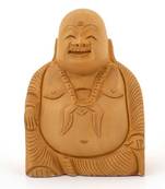 Good Luck Laughing Buddha in Fine Carved Wood