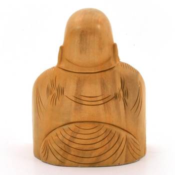 Good Luck Laughing Buddha in Fine Carved Wood 2