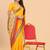 Yellow embroidered silk saree with blouse