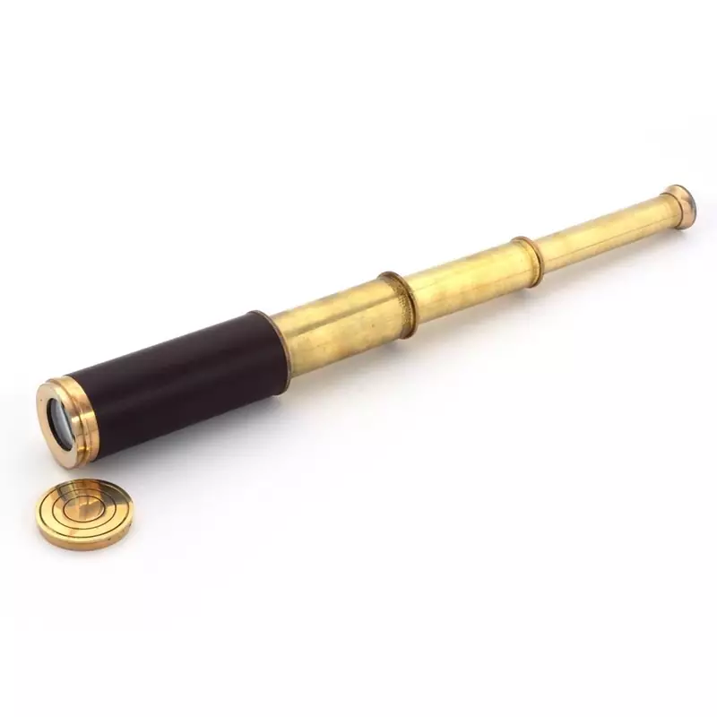 Royal Real Telescope in Pure Brass and Leather