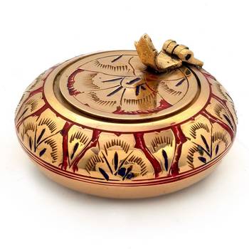 Pure Brass Meenakari Work Ash Tray Handicraft 1
