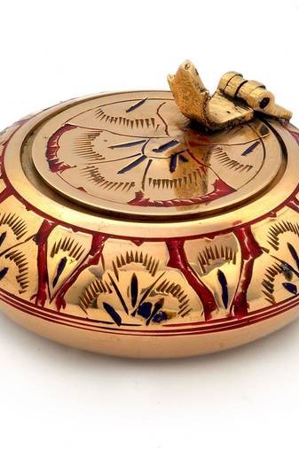 Pure Brass Meenakari Work Ash Tray Handicraft
