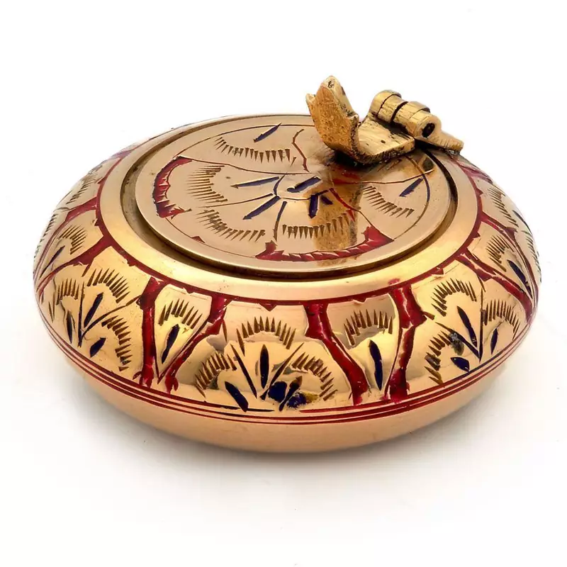 Pure Brass Meenakari Work Ash Tray Handicraft
