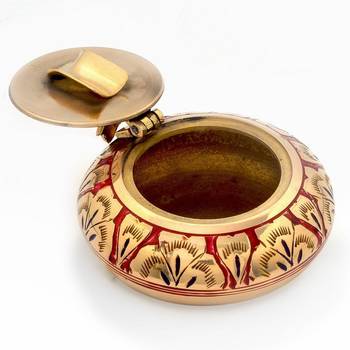 Pure Brass Meenakari Work Ash Tray Handicraft 2