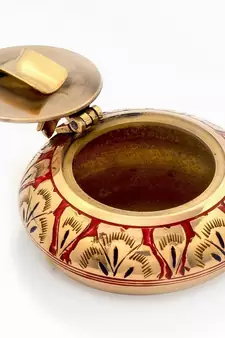 Pure Brass Meenakari Work Ash Tray Handicraft