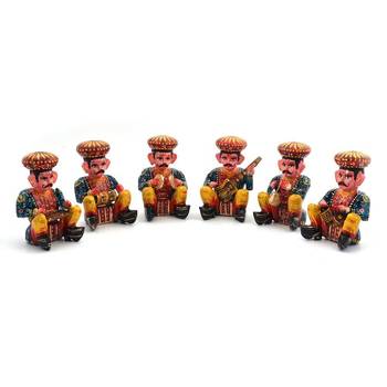 Rajasthani 6 Piece Musician Bawla Set in Wood 1