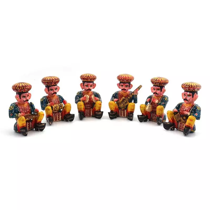 Rajasthani 6 Piece Musician Bawla Set in Wood