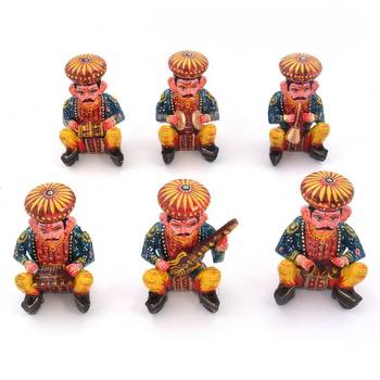Rajasthani 6 Piece Musician Bawla Set in Wood 2