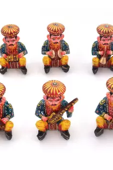 Rajasthani 6 Piece Musician Bawla Set in Wood