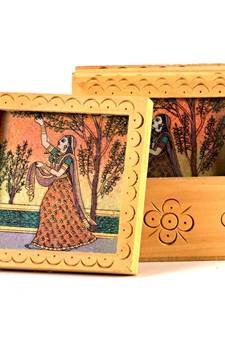 Unique Gemstone Painted Square Tea Coaster Set