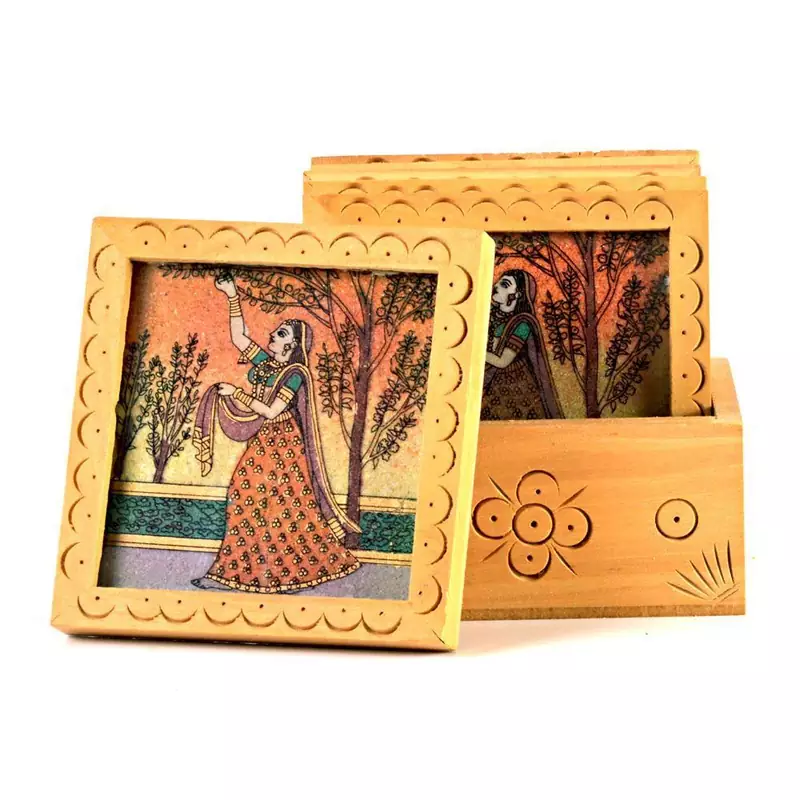 Unique Gemstone Painted Square Tea Coaster Set