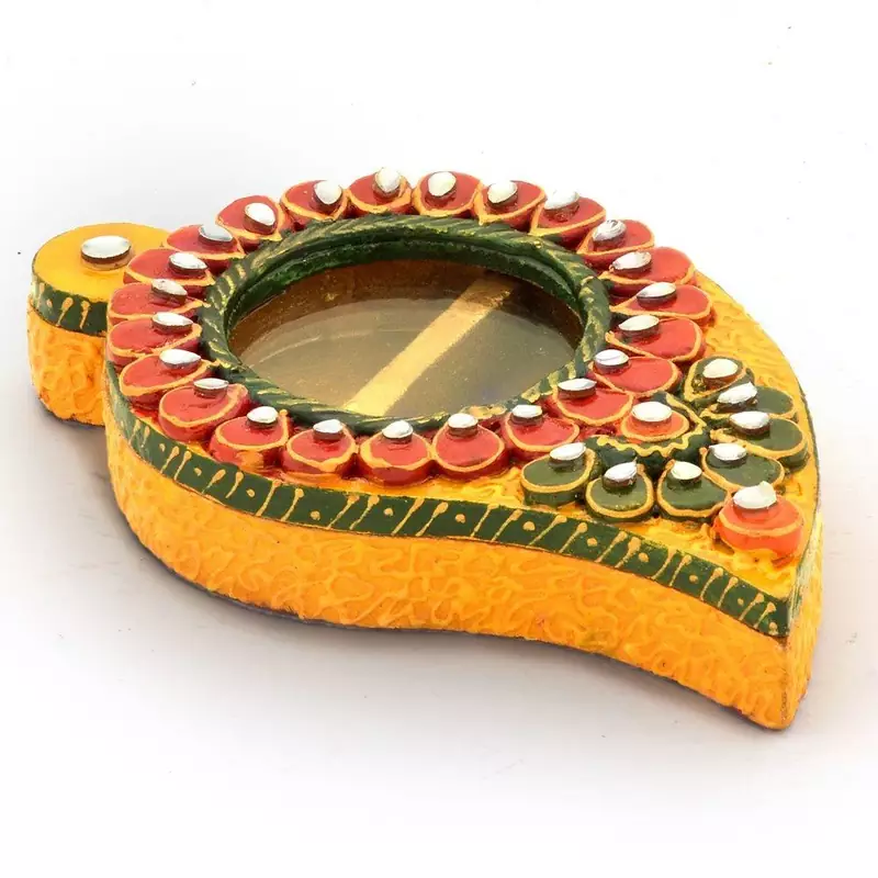 Unique Kundan Meenakari Mango Design Container