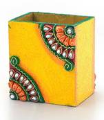 Decorative Kundan Meenakari Wooden Pen Stand