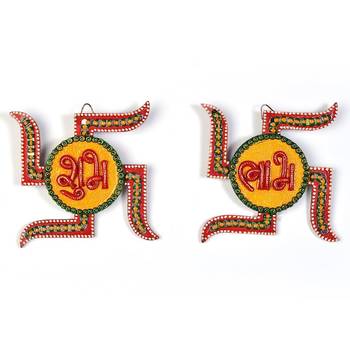 Unique Kundan Swastik Shubh Labh Door Hanging 1