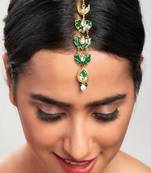 Green Enamelled Kundan Polki Traditional Maang Tikka