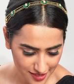 Green Enamelled Chain Strand Ethnic Maang Tikka