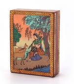 Gemstone Meera Painting Wooden Jewelry Box
