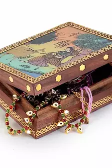 Meera Gemstone Painting Wooden Jewelry Box