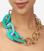 Gold & Green Beaded Chain Necklace