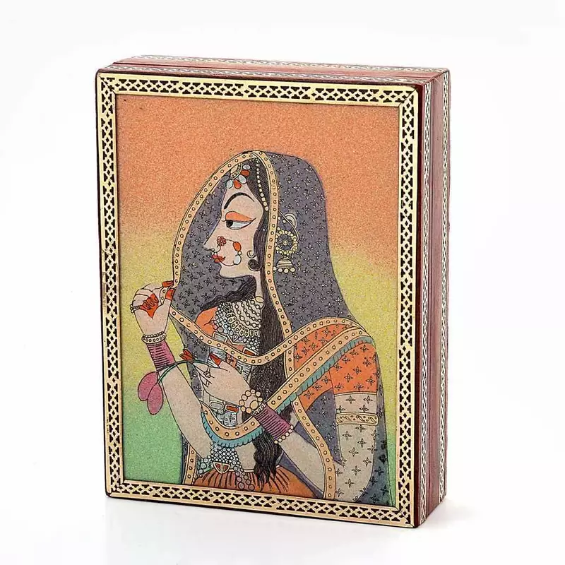 Gemstone Powder Bani Thani Painting Wooden Box