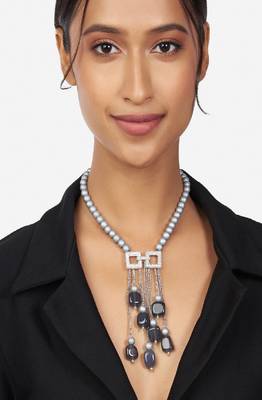 Bohemian Grey & Black Pearl Necklace 2