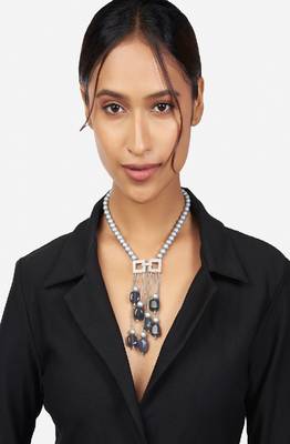 Bohemian Grey & Black Pearl Necklace 3