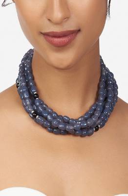 Grey Beaded Choker Necklace 1