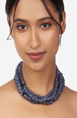 Grey Beaded Choker Necklace 2