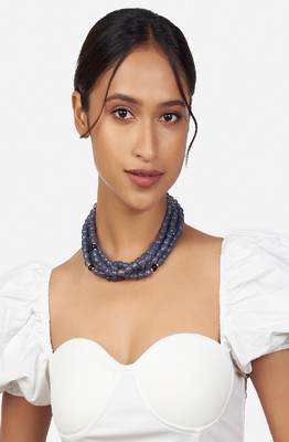 Grey Beaded Choker Necklace 3