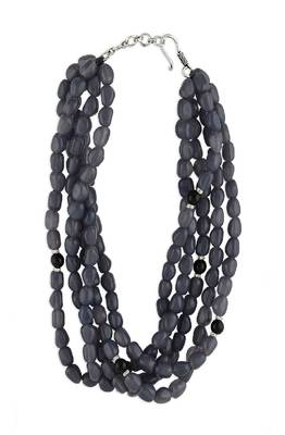 Grey Beaded Choker Necklace 4