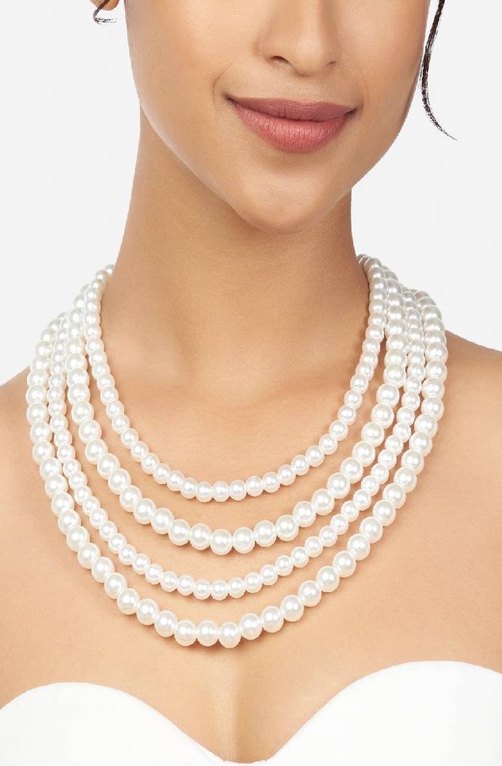 Multi-Strand White Pearl Necklace