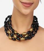 Black & Gold Beaded Choker Necklace